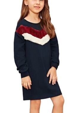 Eleven Paris kids chevron print dress long sleeve black